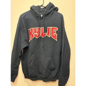 Kylie Jenner Official Merchandise Black Heavy Metal Logo Hoodie Sweatshirt L